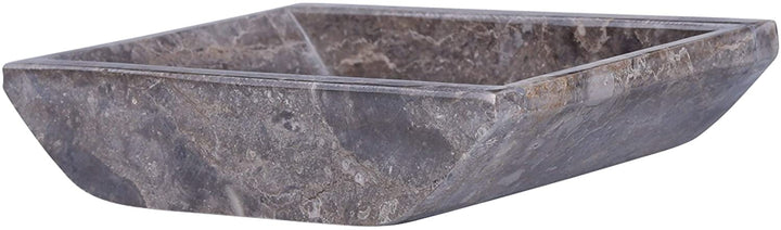 Charcoal Marble 5 1/8" X 4 1/4" Boat Shaped Candle Holder Plate Grey Glossy - Diamond Home USA