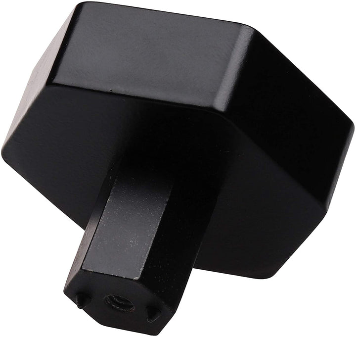 10 Pack 1 1/2 Inch Solid Hexagon Cabinet Knob Matte Black Modern Contemporary Zinc - Diamond Home USA