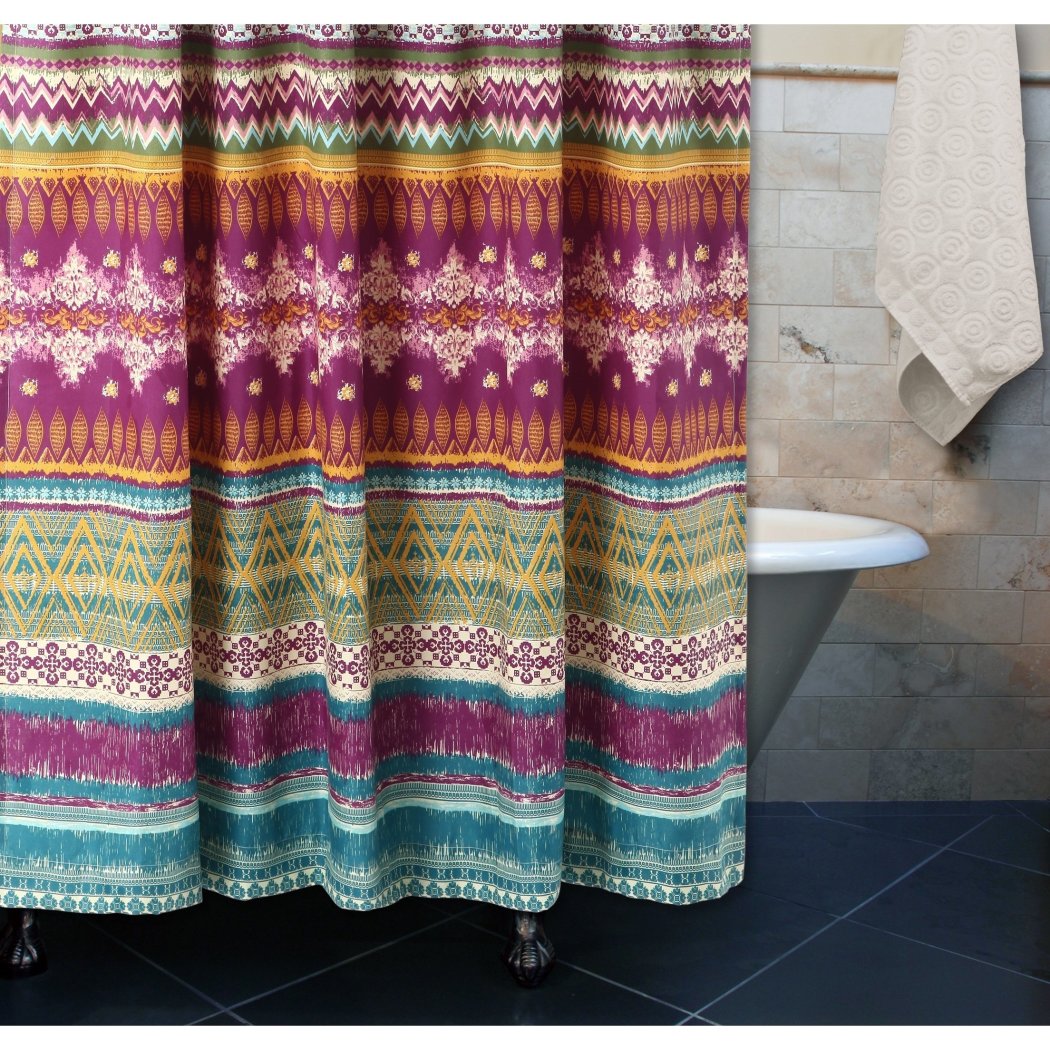 Purple Aqua Green Detailed Horizontal Stripe Pattern