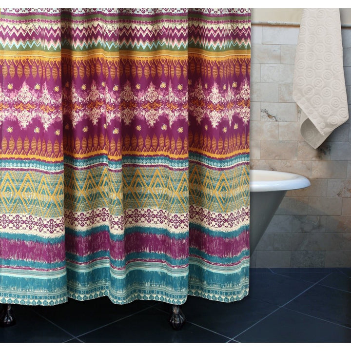Purple Aqua Green Detailed Horizontal Stripe Pattern