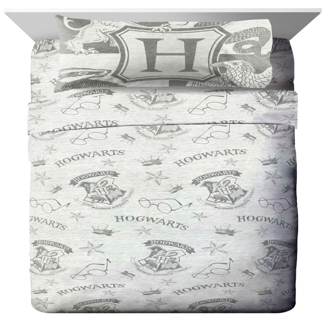 Kids Grey Harry Potter Sheet Set Twin Navy Hogwarts