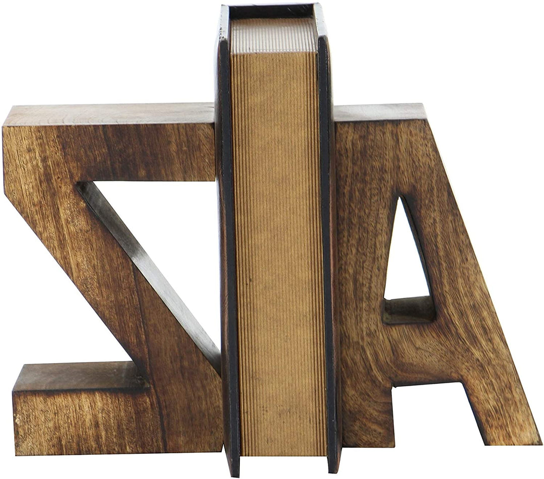 MISC Z' Wide Book End Pair Brown Industrial Wood