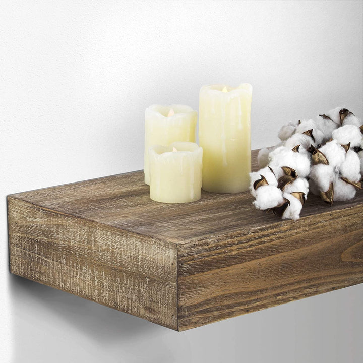 MISC Floating Wall Shelf Family Text Engraving Brown Wood