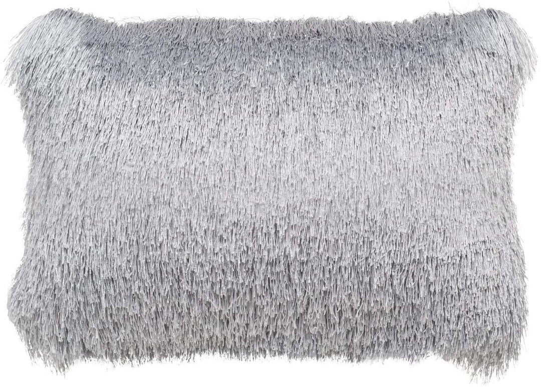 Retro Chic Indoor/Outdoor Shag Decorative Pillow Silver