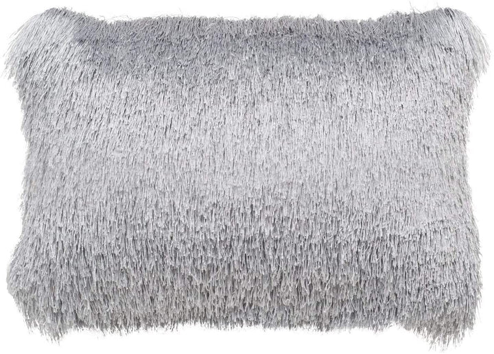 Retro Chic Indoor/Outdoor Shag Decorative Pillow Silver