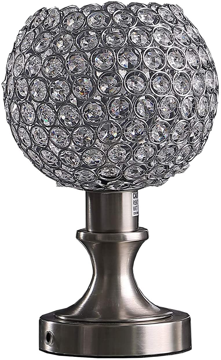 11 5" Crystal Inspired Sequin Upright Brush Silver Table Lamp Modern Contemporary - Diamond Home USA