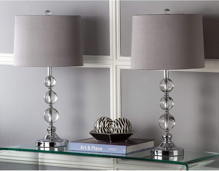 Lighting 27 inch Clear Stacked Crystal Orbs Grey Shade Table