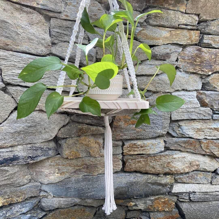 10x10 Macrame nging Shelf White Mid Century Modern Wood