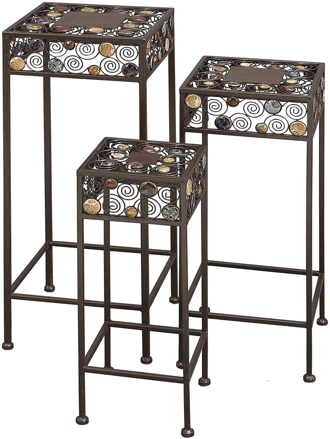 20 inch Metal/Ceramic (Set 3) Black Rustic Square Metal