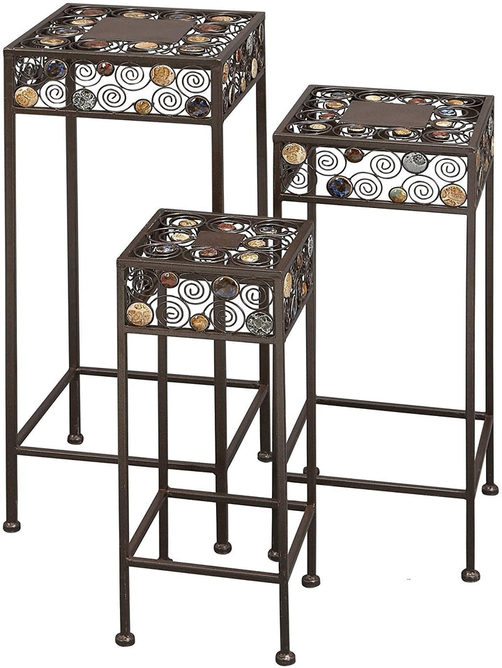 20 inch Metal/Ceramic (Set 3) Black Rustic Square Metal