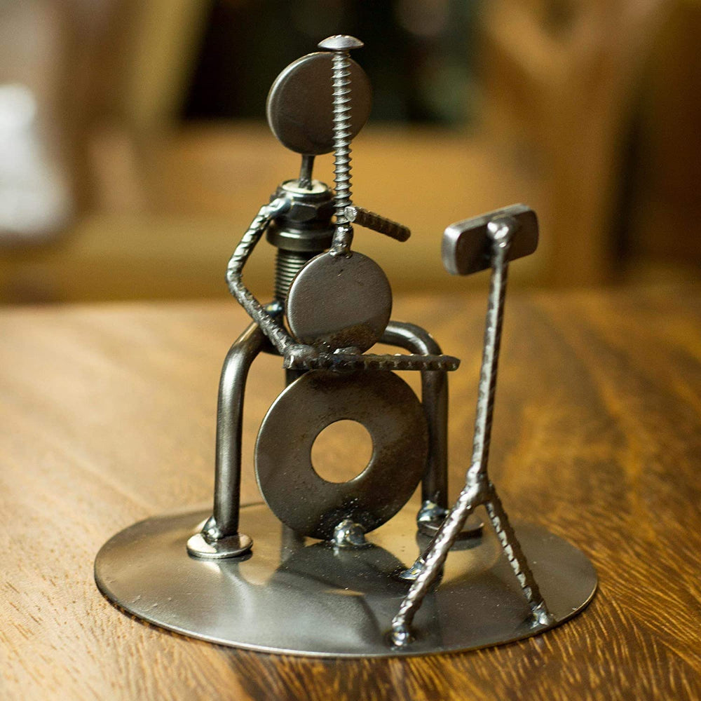 Handmade Auto Part 'Rustic Cellist' Metal Sculpture (Mexico) Grey Iron - Diamond Home USA