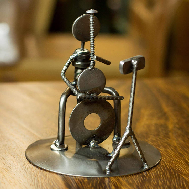 Handmade Auto Part 'Rustic Cellist' Metal Sculpture (Mexico) Grey Iron - Diamond Home USA