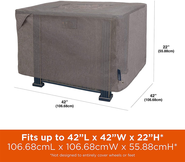 Waterproof Patio Firepit Table Cover (42 W X 42 D 22 H) Gray Model Grey Polyester Blend - Diamond Home USA