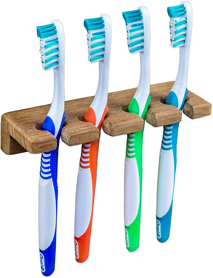 Teak Wall Mount Toothbrush Holder 5 3/4" W X 1 7/8" D