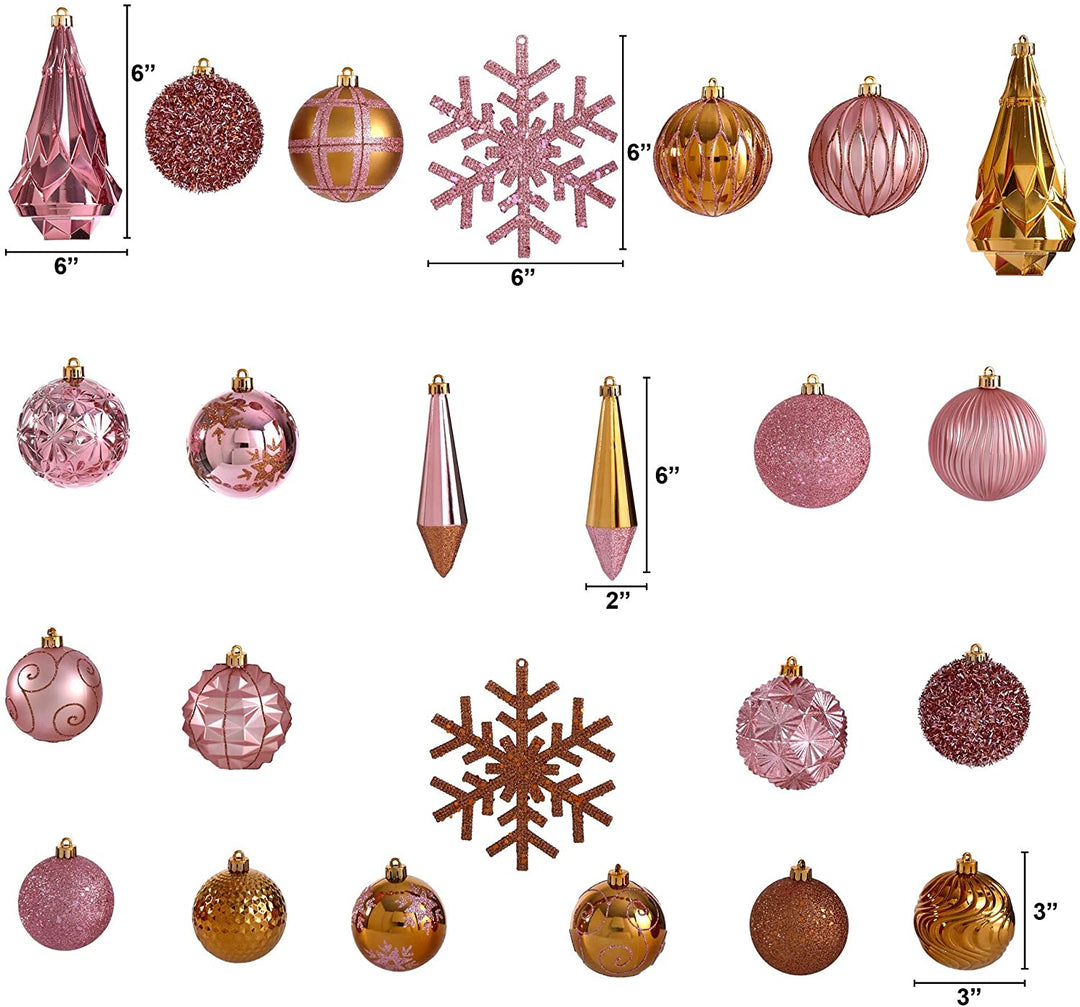 Holiday Shatterproof 52 Count Christmas Ornament Box 80mm Pink Plastic - Diamond Home USA