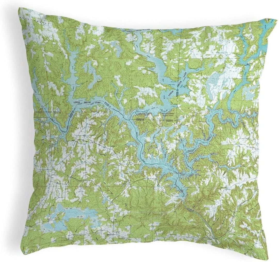 Lake Al Nautical Map Noncorded Pillow 12x12 lor Graphic