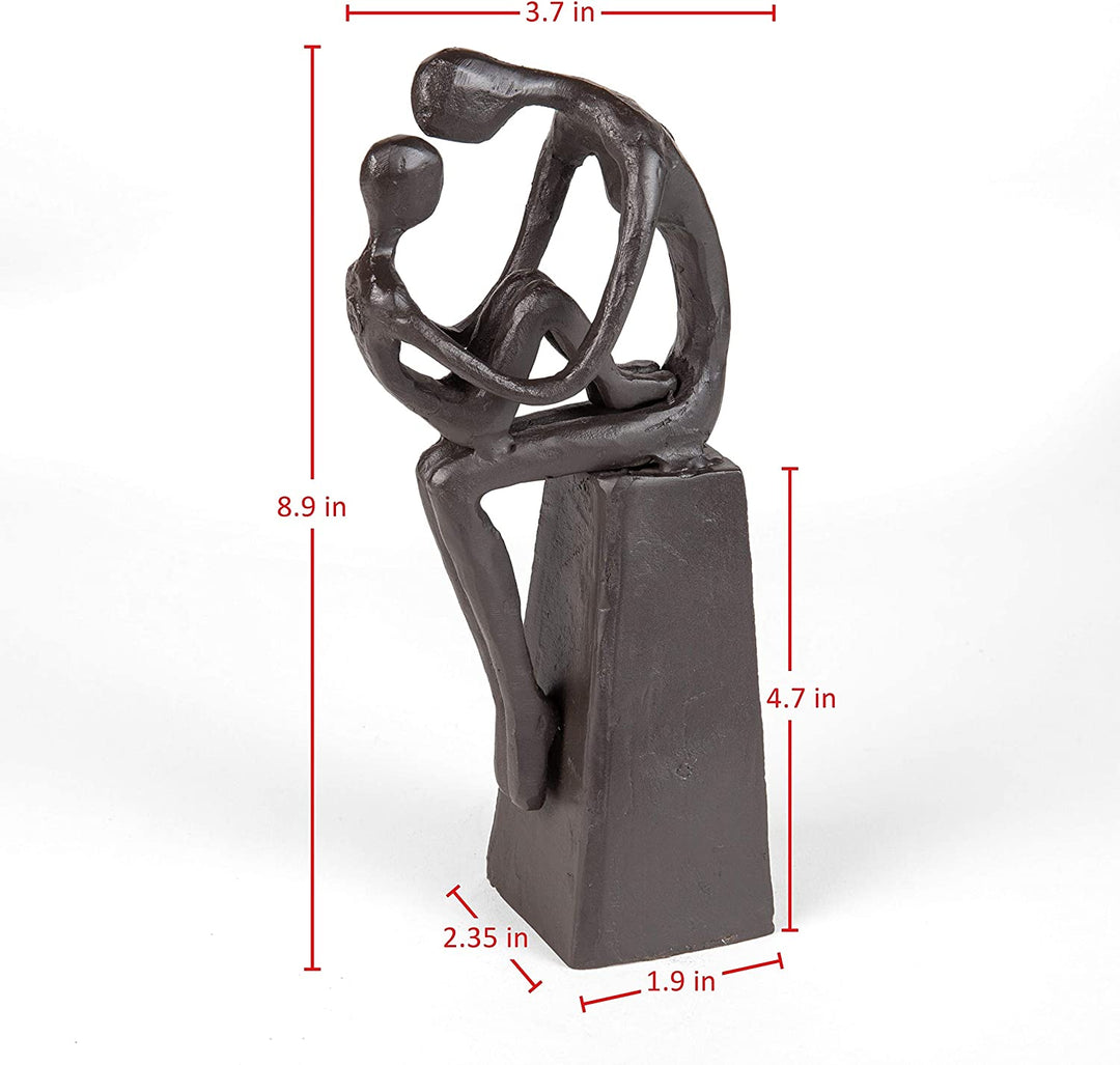 Mother Child Tender Embrace Cast Iron Sculpture Brown Bronze Finish - Diamond Home USA