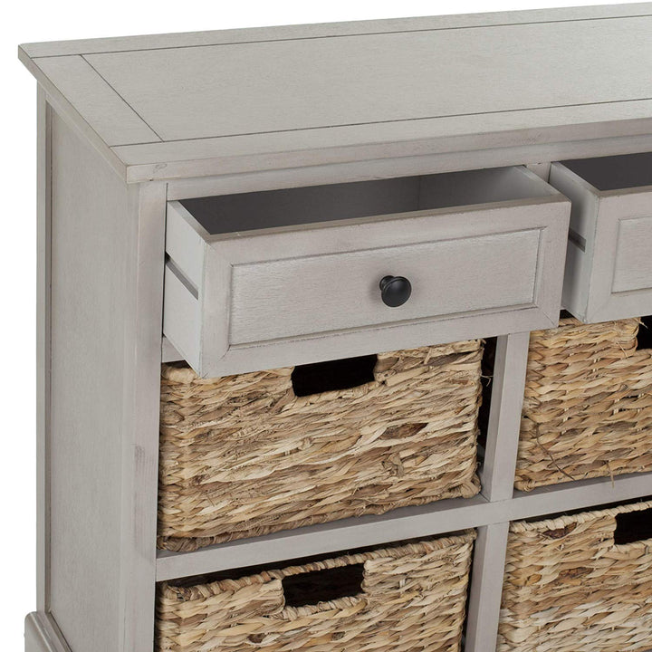 Grey 6 Drawer Organizer 27X29 Inch Large Storage Box Dorm Room Farmhouse Classroom Bedroom Tall Cart Drawer Decorative Modern Wood