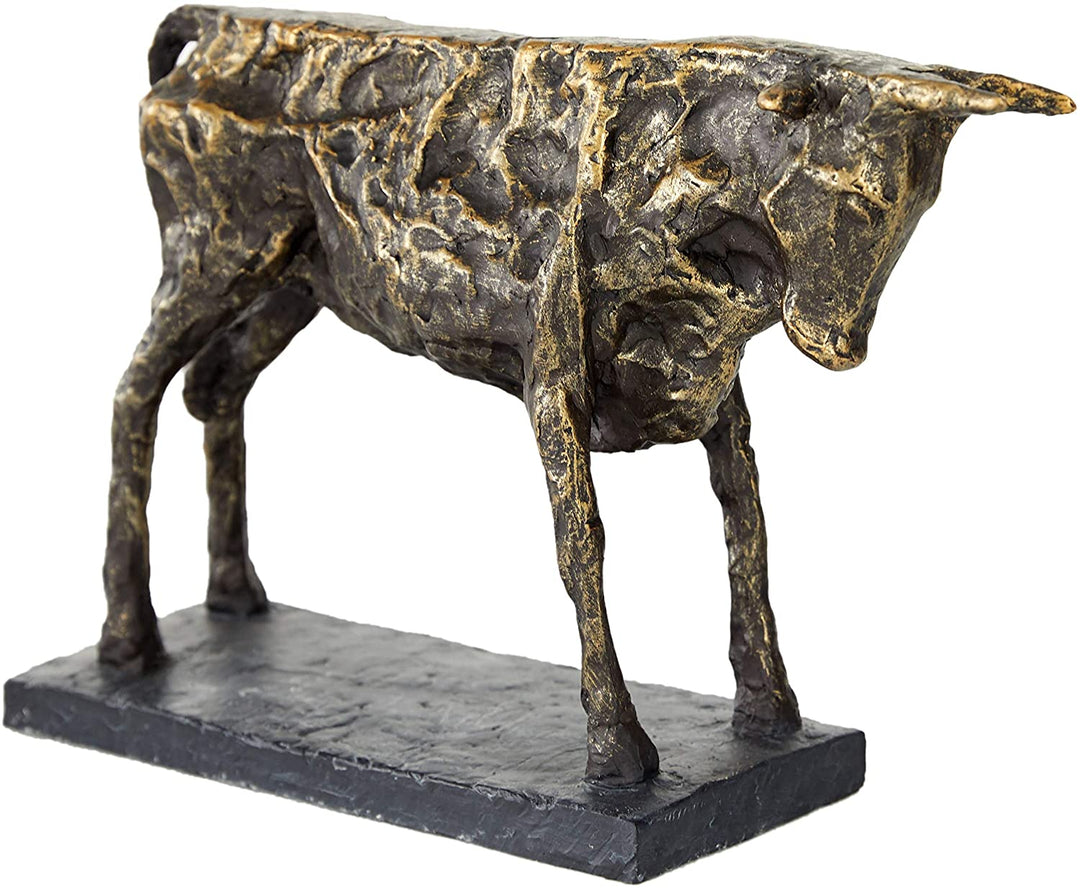 Textured Resin Black Bull Statue Bronze Finish 15 X 4 10 Brown Industrial - Diamond Home USA