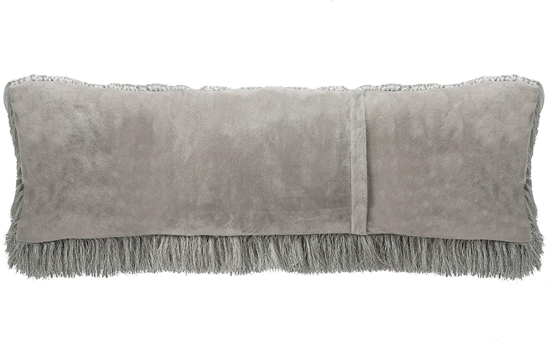 Shag Decorative Pillow Silver Silver Textured Bohemian Eclectic Casual Glam Polyester Single Removable Cover - Diamond Home USA