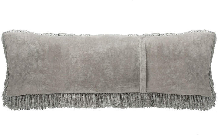 Shag Decorative Pillow Silver Silver Textured Bohemian Eclectic Casual Glam Polyester Single Removable Cover - Diamond Home USA