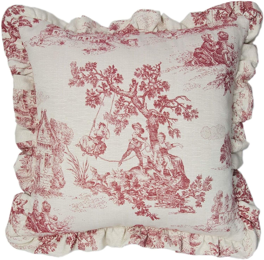 Red 20 inch Main Pillow White Cotton