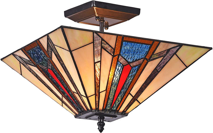 Tiffany 2 Light Blackish Bronze Semi Flush Mount Color Art