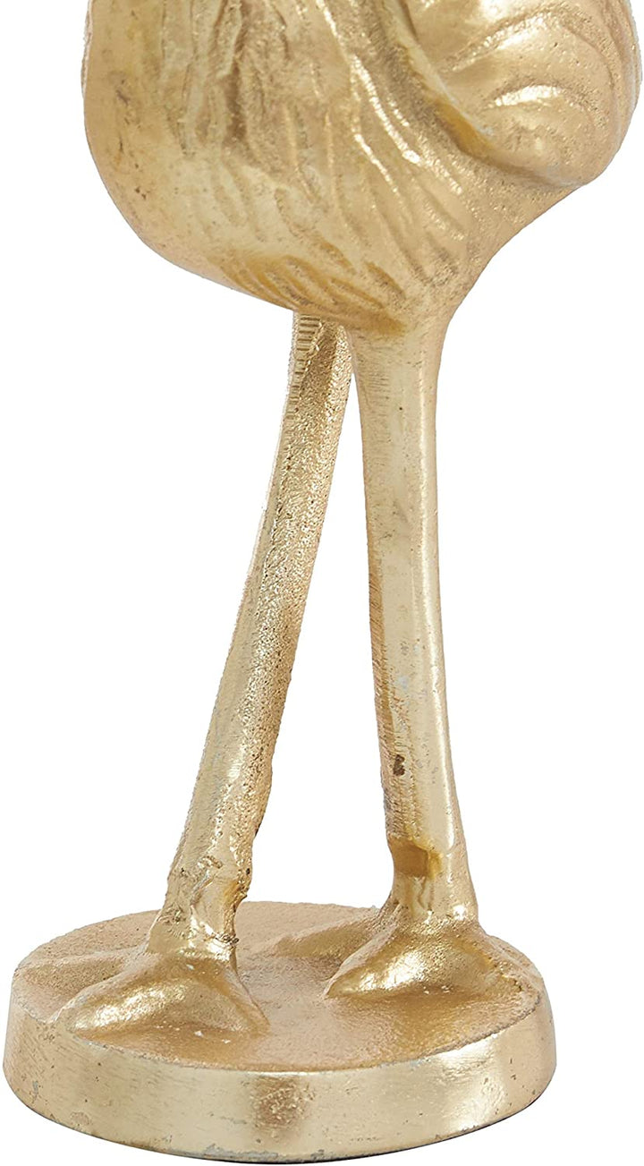 Gold Metal Flamingo Sculptures Round Base Set 2 5 X 3 12 - Diamond Home USA