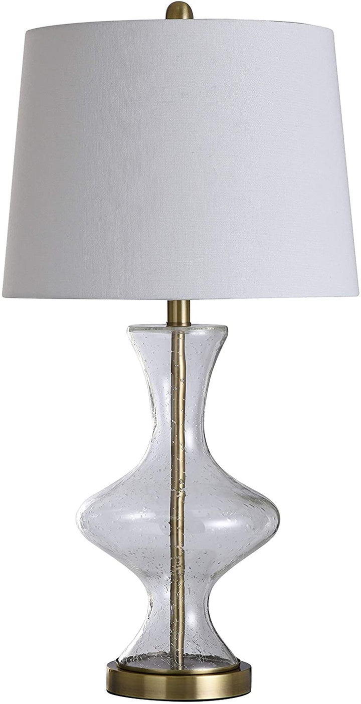 Clear Seeded Curved Vase Table Lamp