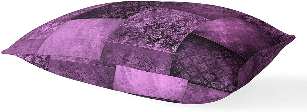 Eclectic Bohemian Patchwork Eggplant Lumbar Pillow Purple Geometric Bohemian Eclectic Polyester Single Removable Cover - Diamond Home USA