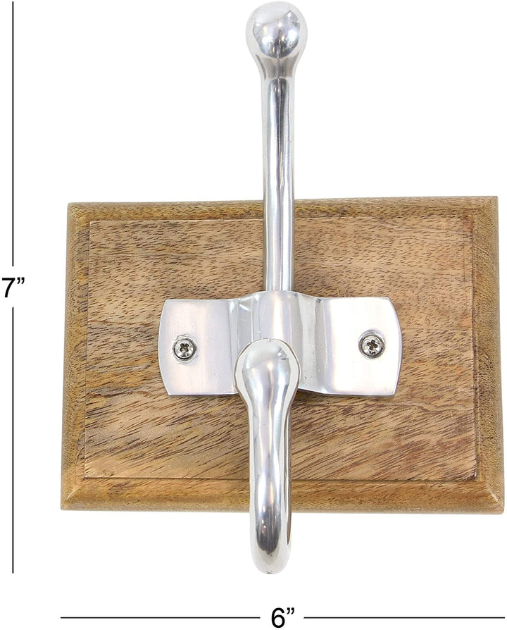 Set 3 Wood Wall Hook 6 Inches Wide 7 High Brown Modern Contemporary - Diamond Home USA