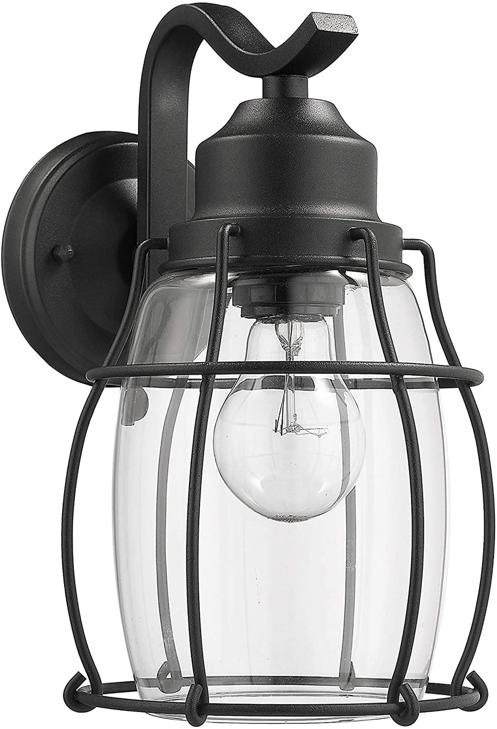1 Light Textured Black Outdoor Wall Sconce Farmhouse Industrial Nautical Coastal Metal Dimmable - Diamond Home USA