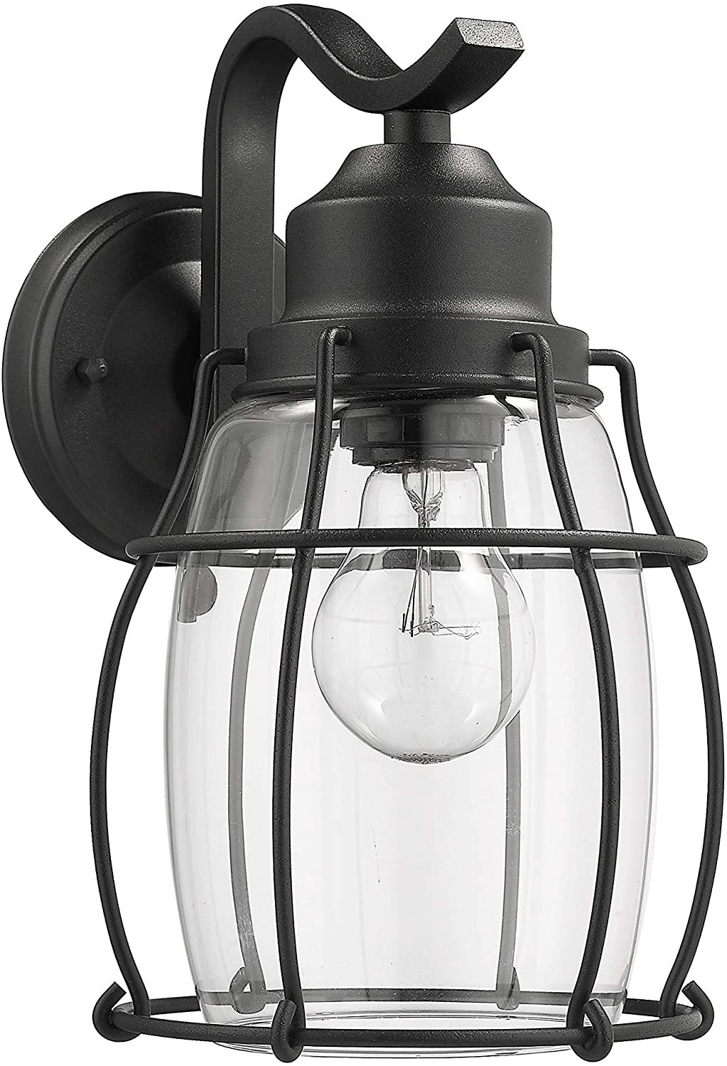 1 Light Textured Black Outdoor Wall Sconce Farmhouse Industrial Nautical Coastal Metal Dimmable - Diamond Home USA