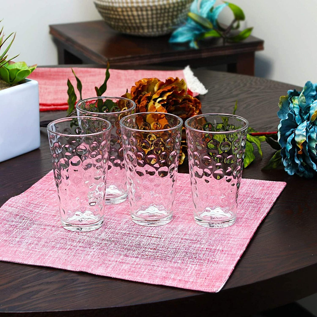 4 Piece 16 Oz Tumbler Set Bubble Pattern Clear Glass - Diamond Home USA