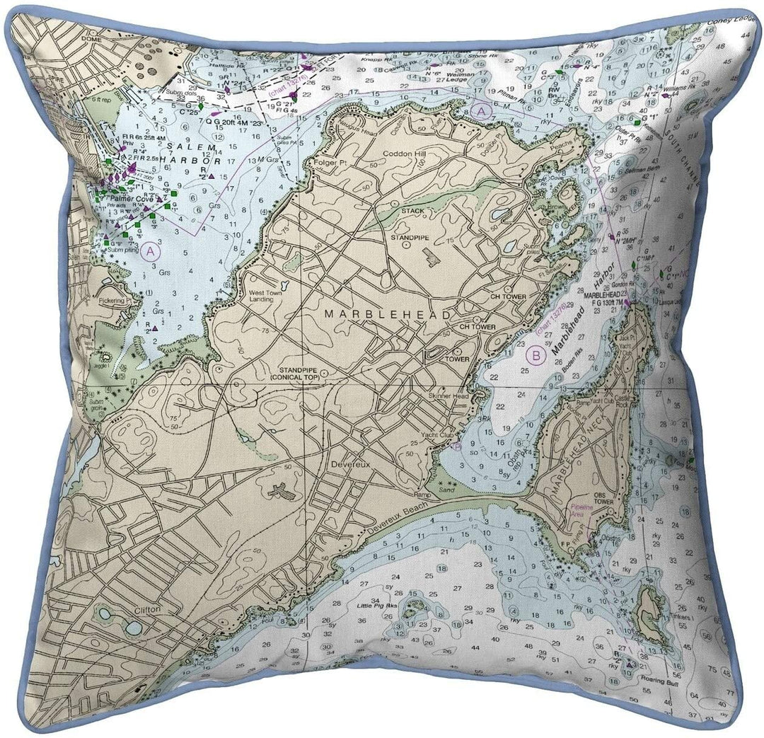 Marblehead Ma Nautical Map Small Corded Indoor/Outdoor
