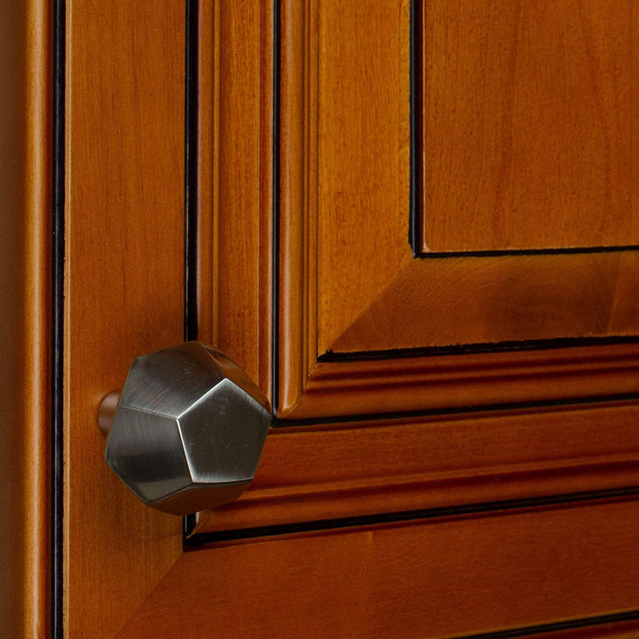 1 1/2 Inch Satin Nickel Solid Faceted Cabinet Knobs (10 Pack) Modern Contemporary Zinc Finish - Diamond Home USA
