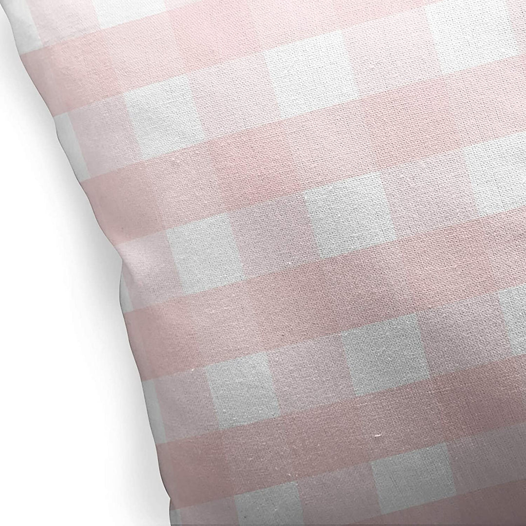 Rose Gingham Dream Indoor|Outdoor Pillow by 18x18 Pink Plaid Modern Contemporary Polyester Removable Cover
