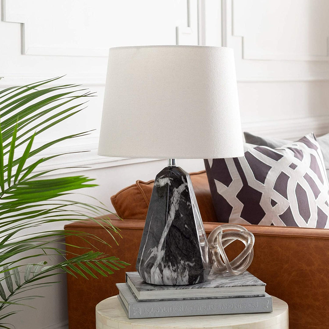 Table Lamp Black Base White Shade Modern