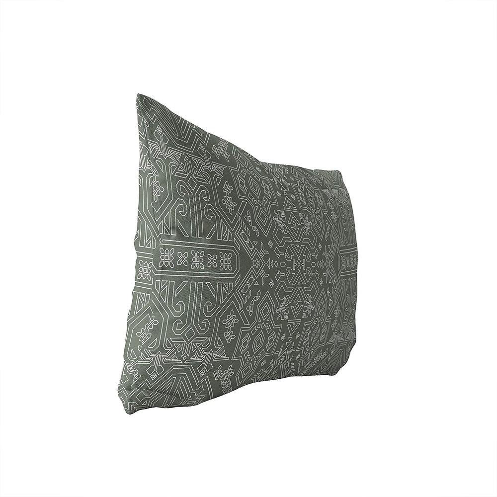 Sage Lumbar Pillow Green Geometric Southwestern Polyester Single Removable Cover - Diamond Home USA