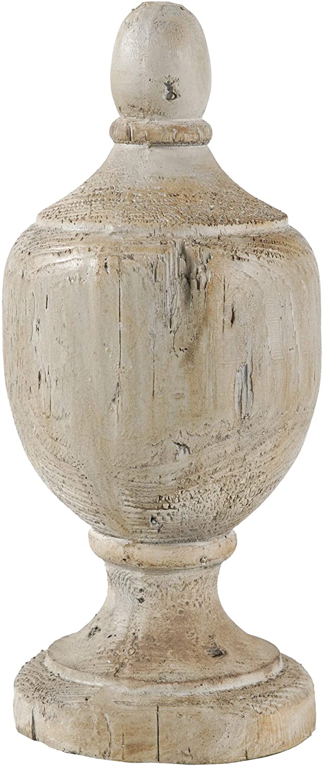 Beige Wood Decorative Finial Vintage