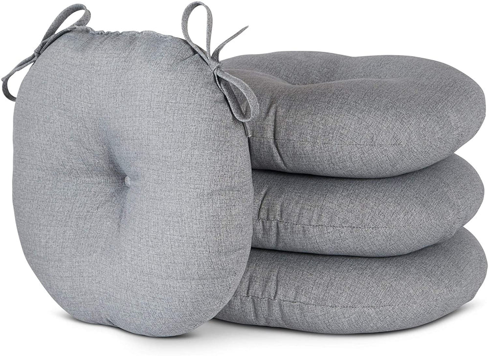 Gray Outdoor 15 inch Bistro Chair Cushion (Set 4) Grey Solid Casual Transitional Polyester Fade Resistant Water - Diamond Home USA
