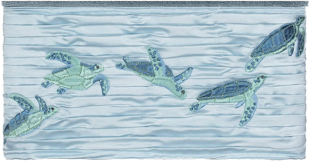 Turkish Cotton Turtles Embroidered Teal Blue 2 Piece Bath Towel Set Cloth - Diamond Home USA
