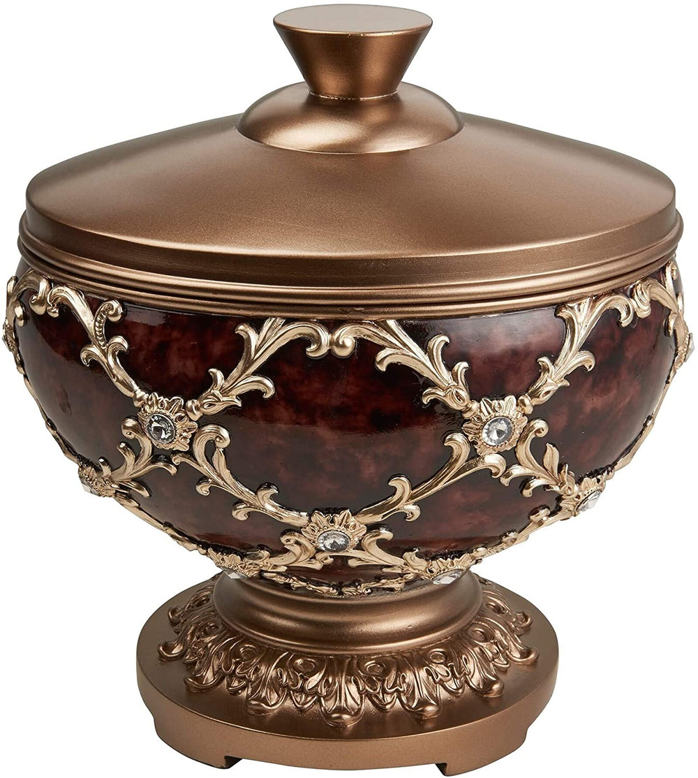 11 Stencil Jewlry Bowl Box Brown Polyresin - Diamond Home USA