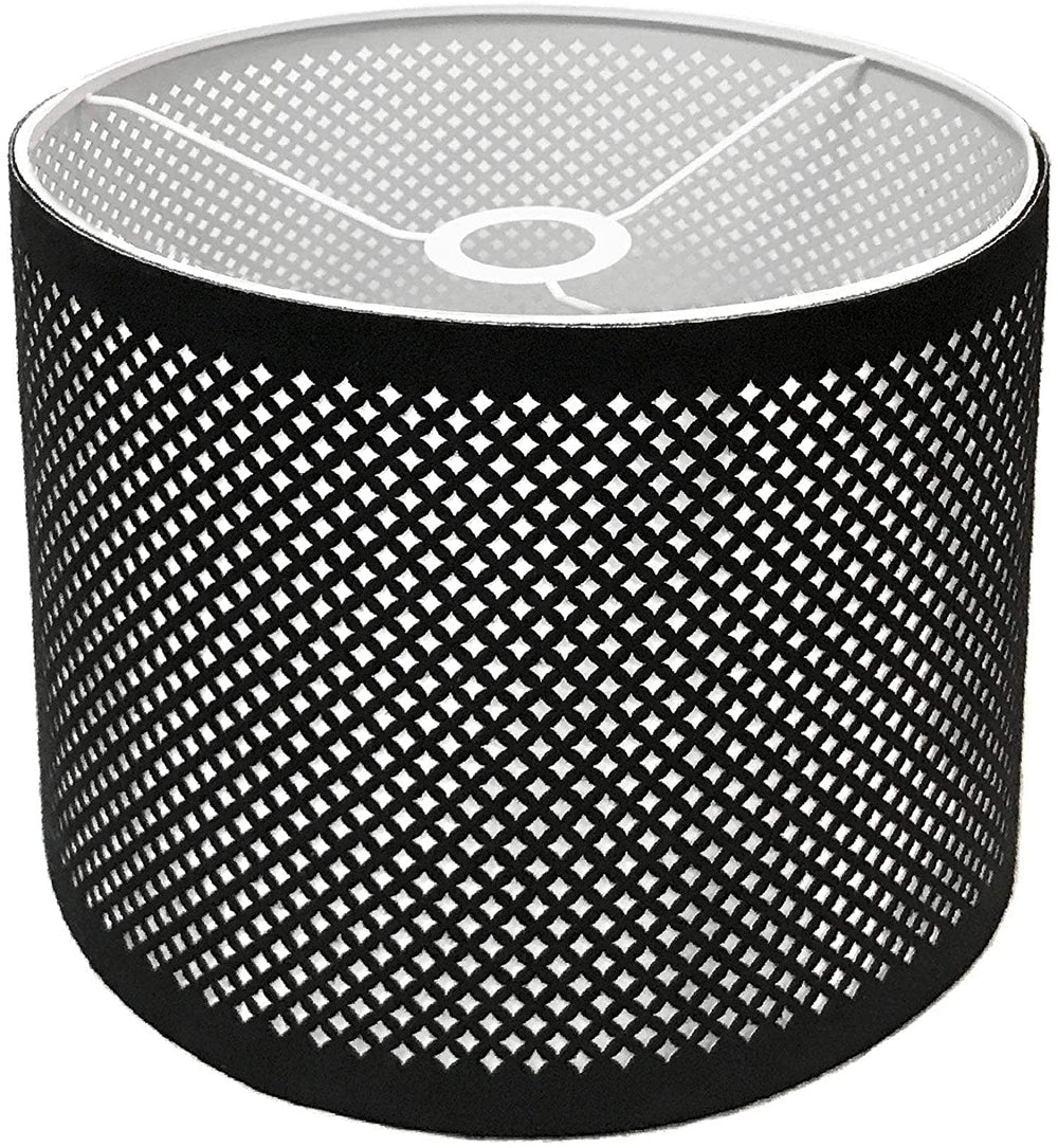 Do it Yourself DIY Faux Leather Stencil Design Uno Drop Hardback Lamp Shade Gray 10" X 8 5" Grey Mid Century Modern Bulbs Included - Diamond Home USA