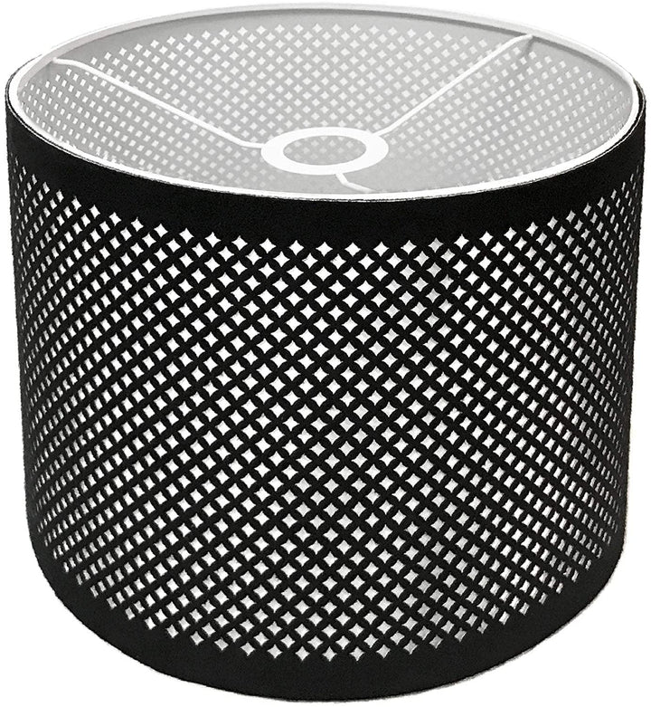 Do it Yourself DIY Faux Leather Stencil Design Uno Drop Hardback Lamp Shade Gray 10" X 8 5" Grey Mid Century Modern Bulbs Included - Diamond Home USA