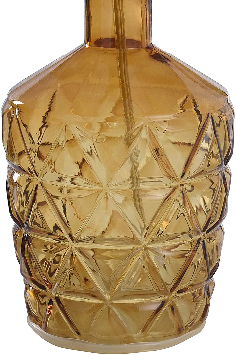 Langtree Dark Amber Textured Diamond Pattern Glass Accent Lamp Yellow Transitional