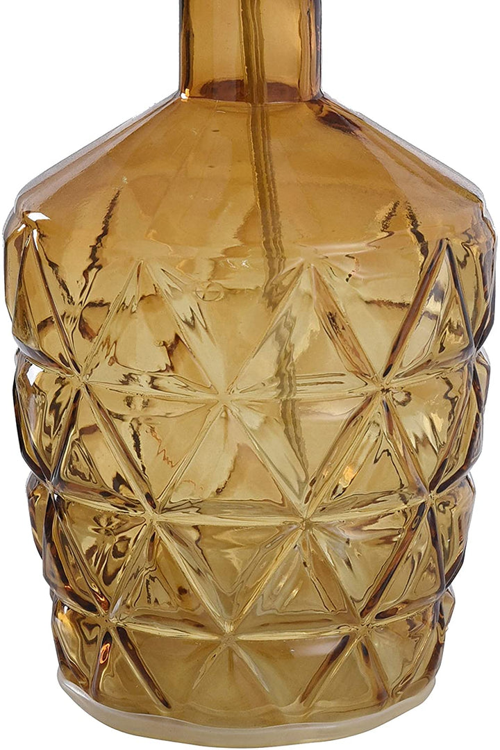 Langtree Dark Amber Textured Diamond Pattern Glass Accent Lamp Yellow Transitional