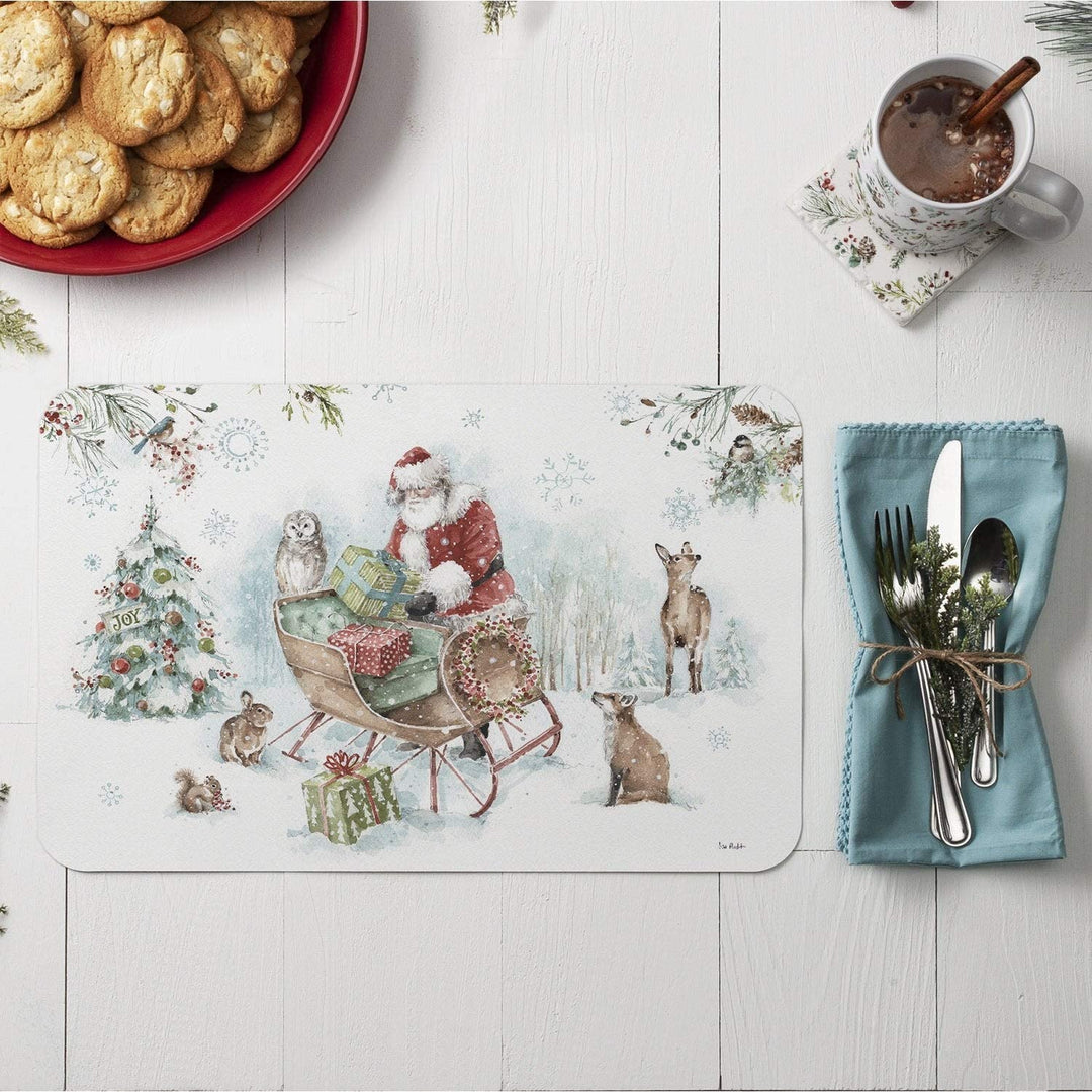 Wipe Clean Placemats Set 4 Magical Holidays Color Rectangle Plastic - Diamond Home USA