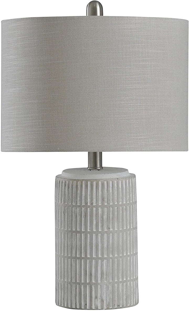 Distressed Gray White Table Lamp Light Beige Shade Grey