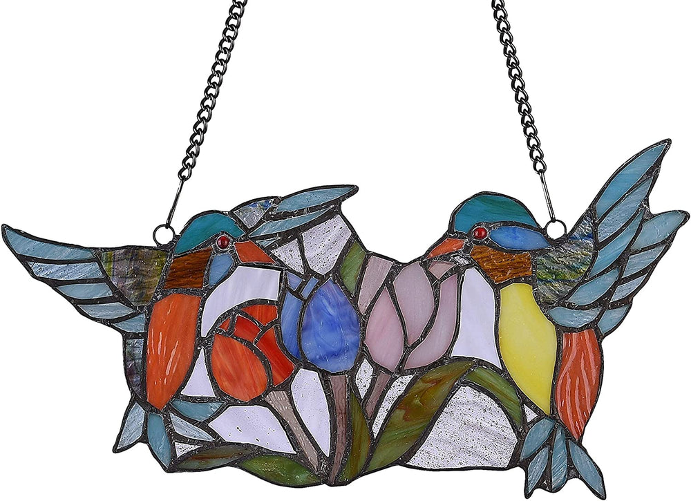 Stained Glass Birds/Flowers Window Suncatcher Color Casual Irregular Animals Flowers Metal Includes Hardware
